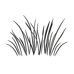 Black Field of Grass Silhouette Isolated on White Element Design