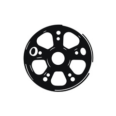Black Film Reel on Transparent Background for Film Industry Projects
