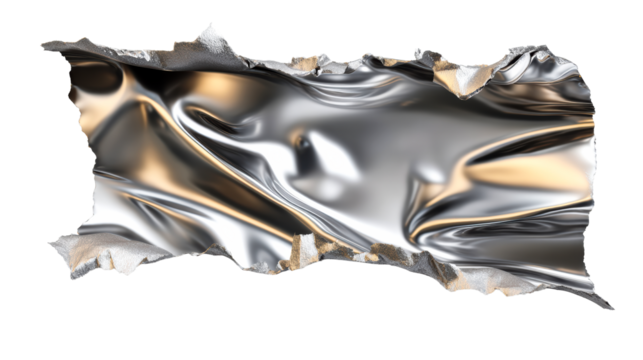Metallic texture with torn edges revealing smooth surface beneath