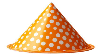 Orange polka dot party hat on transparent background