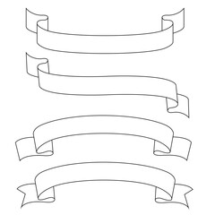 曲線のリボンの線画イラストセット