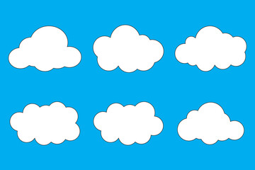 Cloud icon, cloud shape. Set of different clouds. Collection of cloud icon, shape, label, symbol. Graphic element vector. Vector design element for logo, web and print.