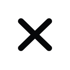 Black Rounded X Mark on White Background, Close Icon, Delete Button