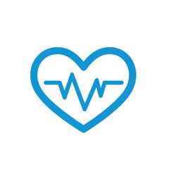 Blue Heart Outline with Heartbeat Inside on Transparent Background Design