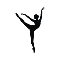 Obraz premium Elegant silhouette of a ballerina in a graceful pose, isolated on white background a young woman showcasing beauty, grace, and skill in this ballet dance