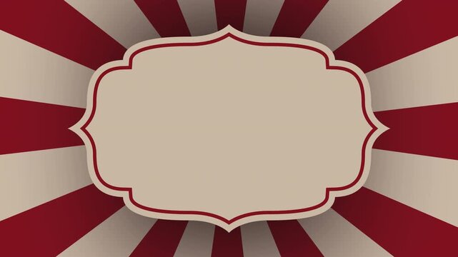 Retro sunburst background with empty central frame 4k video