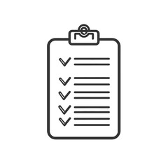 Checklist Icon with Checkmarks, List on Clipboard with White Background