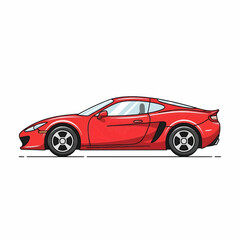 Fototapeta premium Red Sport Coupe Side Profile Vector Illustration with Glossy Finish
