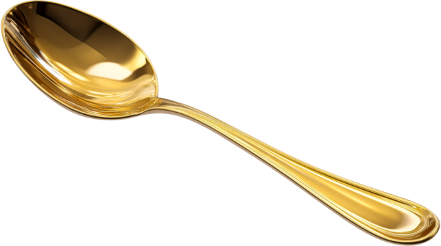 Elegant gold spoon on transparent background suitable for various uses