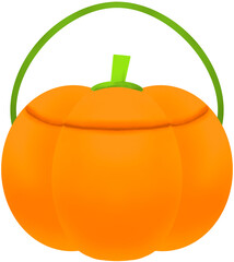 할로윈에 들고 다니기 좋은 호박 사탕 바구니 일러스트.