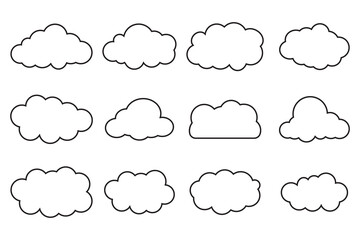 Cloud. Abstract white cloudy set isolated on blue background. Vector illustration