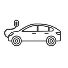 Electric Vehicle Charging Outline Icon, Automobile Plug, Transparent Background