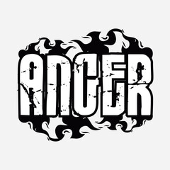 Fiery Ancer Bold Typography with Abstract Flame Background Vector Illustration