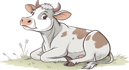 Cow sitting vector design, Cow logo and icon design, Cow illustration vector design