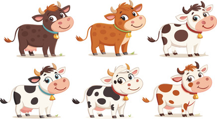 Obraz premium Set of Cow illustration vector design, Cow logo and icon design, Cow vector design