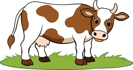 Cartoon Cow vector design in white background, Cow logo and icon design, Cow illustration vector design