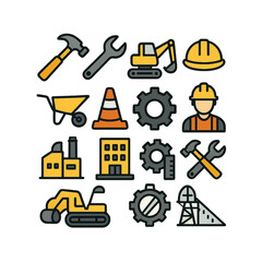 construction tools icon set