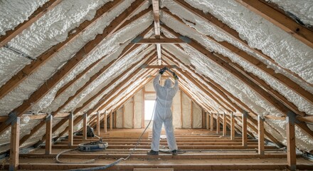 Attic Insulation Spray Foam Application - Energy efficient home improvement, spray foam insulation, attic renovation, thermal protection, reducing energy costs