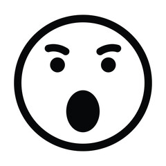 Fototapeta premium Cartoon emoji face expressing shock isolated on white background, featuring exaggerated features and a simple design for conveying strong emotion