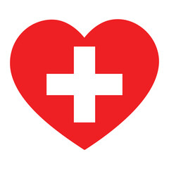 heart icon containing a medical cross symbol, representing healthcare, love, and support. Life insurance icon. first aid icon. health services icon. vector illustration on transparent background.