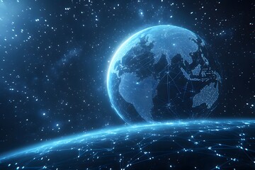 Obraz premium digital earth grid floating in space, formed by lines and data points, no human presence 