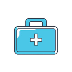 Obraz premium Isolated Blue First Aid Kit with a White Cross and Dark Blue Edges