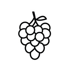 Isolated Grapes Icon with Transparent Background in Black Outline Style Design