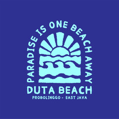 beach tshirt badge design illustration java sea palm tree coconut waves sea ocean sun sand