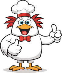 Chef Chicken illustration vector design, Cock logo and icon design, Cock vector design