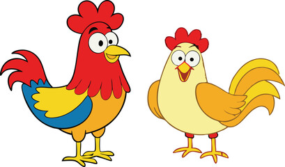 Cock illustration vector design, Cock logo and icon design, Chicken vector design