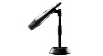 Ai generated image of professional microphone on a stand, isolated on transparent background