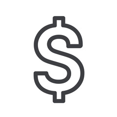 Minimalist Dollar Symbol in Dark Gray on White Background, Illustration Style