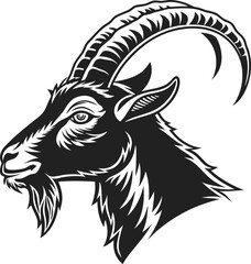 Goat Silhouette illustration vector design, Goat logo and icon design, Goat head vector design