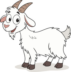 Goat Cartoon vector design in white background, Goat logo design, Goat illustration vector design