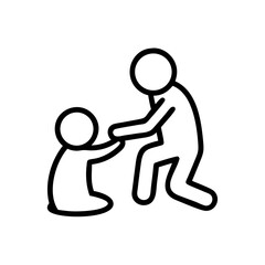 A man comforts a child.