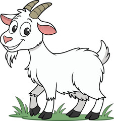 Cartoon Goat vector design, Goat logo design, Goat illustration vector design in white background