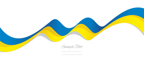 New abstract Ukraine wavy flag ribbon with shadows. Ukrainian flag vector illustration isolated on white background