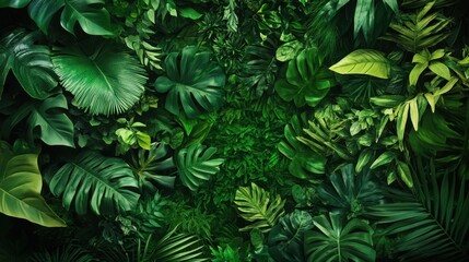 Fototapeta premium Explore a stunning variety of lush green leaves in this vibrant background. Perfect for designs focused on nature, wellness, and environmentally-friendly themes.