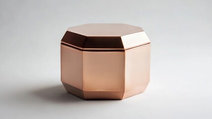 Fototapeta premium Hexagonal copper container on a plain white background
