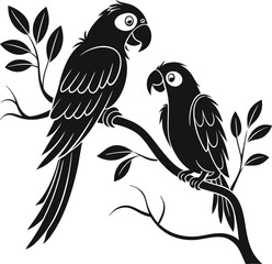 Parrot illustration vector design, Parrot logo and icon design, Silhouette Parrot vector design