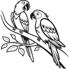 Parrot illustration vector design, Parrot logo and icon design, Silhouette Parrot illustration vector design