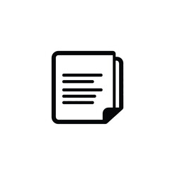 Simple Black and White Icon Depicting a Document with Text and Folded Corner