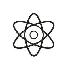 Simple Black Line Art Atom Structure Illustrating Science Concepts and Nuclear Physics Study