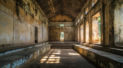Fototapeta premium An old meeting hall is in Polonnaruwa, Sri Lanka. It's what's left of the kingdom's old capital city. 