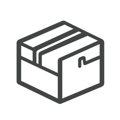 Simple Outline of a Cardboard Box with Rounded Edges and Top Flaps