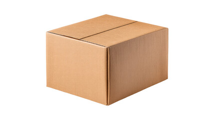 Cardboard box isolated on transparent background with soft shadow and texture