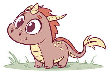 Fototapeta premium Adorable cartoon qilin, Chinese myth creature, flat colors, horse-dragon hybrid, cute design