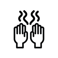 Obraz premium Steaming Hands Outline Vector, Two Palms with Warm Air, Black Line Icon