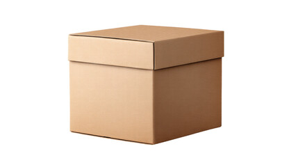 Isolated cardboard box on transparent background with soft shadow and natural color