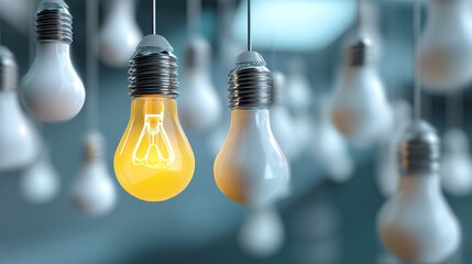 A single bright yellow floating light bulb